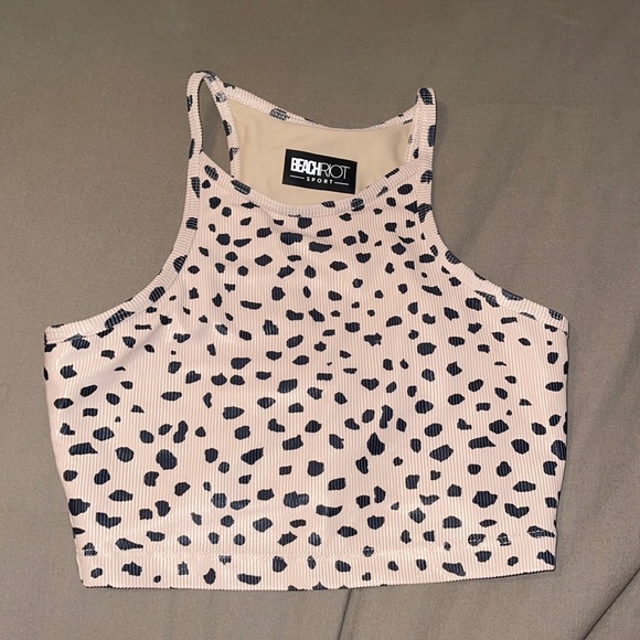 NWOT Beach riot anna crop bra tank in taupe spot